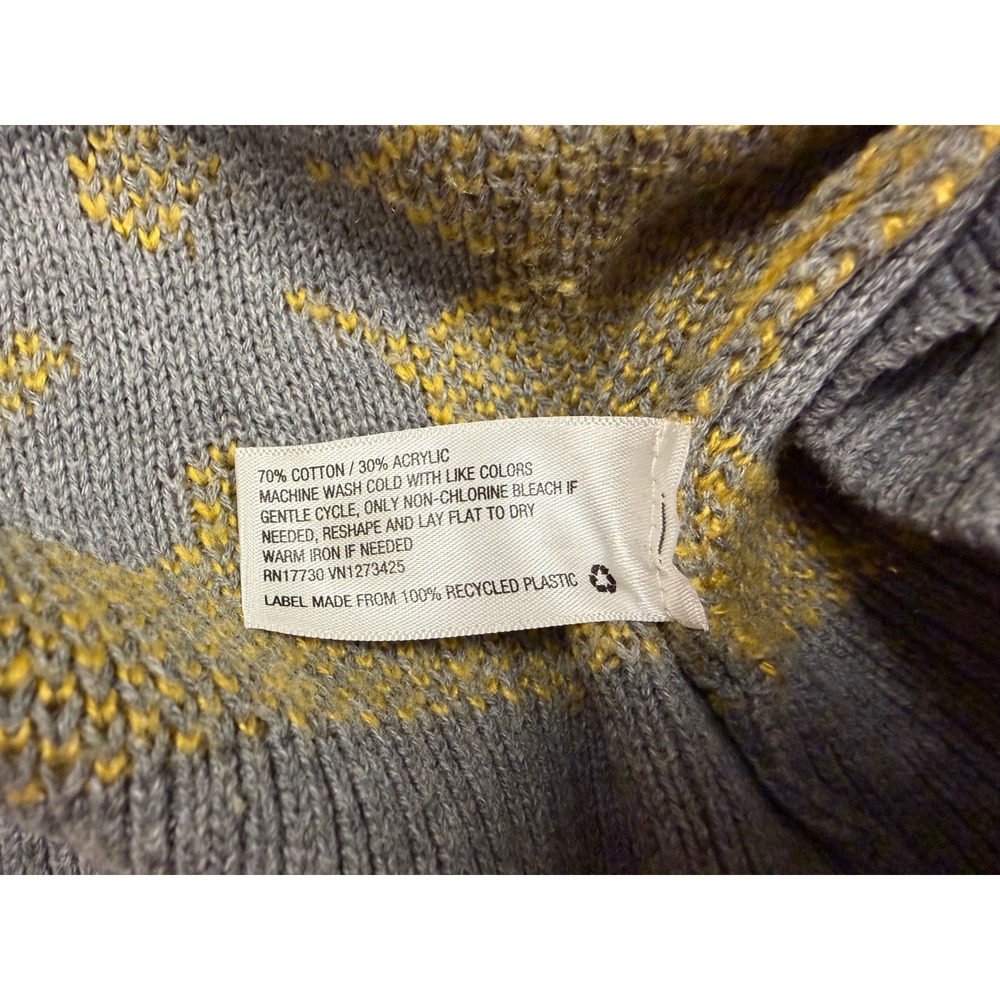 Mossimo Sweater Floral Daisy Knit Medium Gray Yellow Crew Neck Pullover - Picture 4 of 8